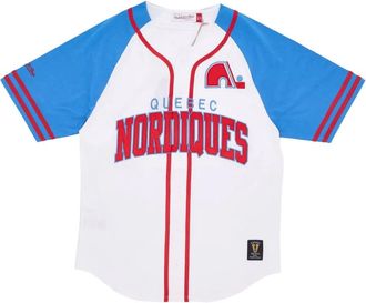 Mitchell & Ness T-shirt Quebec Nordiques con bottoni - Bianco