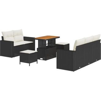 vidaXL Vidaxl - Garden Sofa Set Manual 8 pcs Black and cream 90 x 55 x 71 cm