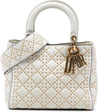 Dior Pre-owned Dior Medium Lambskin Cannage Studded Supple Lady Dior 01-BO-0178