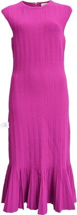 H&eacute;rve L&eacute;ger Herv&eacute; L&eacute;ger Bridget Ribbed Pleated Dress in Purple Rayon