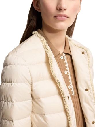 Moncler Boucl&eacute;-Trimmed Down Down Jacket - Beige