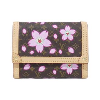 Louis Vuitton Blossom Marron Monogram Cherry Pink Coated Canvas Wallet (Tri-Fold) (Pre-Owned)