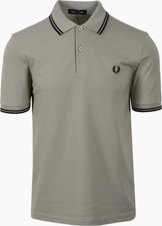 Fred Perry Mens FRED PERRY TWIN TIPPED POLO SEAGRASS/BLACK - Tan - Size: 40
