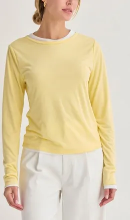 Crescent Two in One Long Sleeve Knit Top in Yellow/White at Nordstrom, Size X-Small