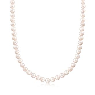 Ross-Simons 7-8mm Cultured Pearl Necklace With 18kt Gold Over Sterling