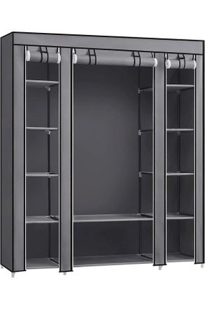 Boxxx Stoffschrank, Grau, Metall, Kunststoff, Textil, 9 F&auml;cher, 150x175x45 cm, Schlafzimmer, Kleiderschr&auml;nke, Stoffschrank
