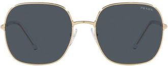 Prada 58mm Round Blue Light Blocking Glasses in Dark Grey at Nordstrom