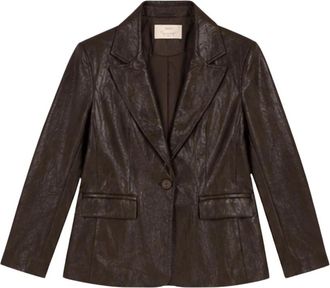 Yes-Zee Monopetto Gecoate Blazer - Dames - Blazers - Bruin - S - Katoen - Jassen