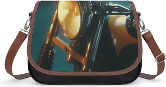 Generic Vintage Motorcycle Crossbody Bags for Women Fashion Leather Shoulder Handbags With Adjustable Strap