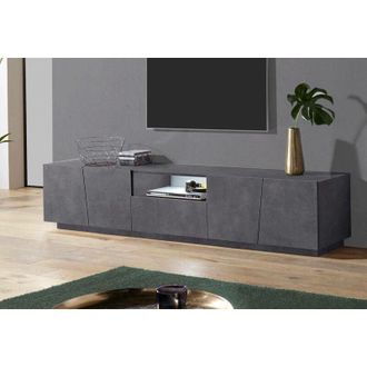 Dmora Dmora - Mueble de televisión Dlori, Aparador bajo para salón, base soporte tv, 100% Made in Italy, cm 220x43h46, Blanco brillo