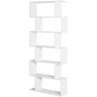 HOMCOM Homcom - Libreria Design Moderno in Legno con 6 Ripiani per Casa e Ufficio Bianco