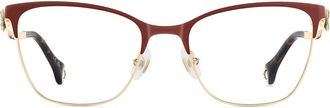 Carolina Herrera 54mm Cat Eye Reading Glasses in Burgundy Gold at Nordstrom