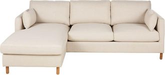 Maisons du monde Sof&aacute; rinconera izquierdo de 4/5 plazas de tela beige, colch&oacute;n de 14 cm