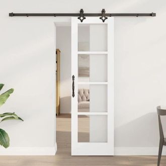vidaXL Vidaxl - Puerta Corrediza Manual Blanco 61 X 198.5 Cm Madera Y Metal
