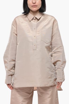 Super Blond Camicia Oversized in Organza di Seta con Taschino Super Blond