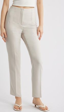 Open Edit Icon High Waist Ankle Cigarette Pants in Beige Pumice at Nordstrom, Size 00