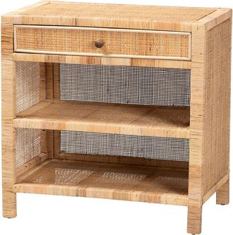 Baxton Studio Bella Modern Bohemian Mahogany & Rattan 1-Drawer Console Table