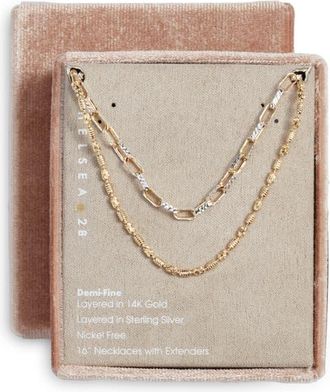 Chelsea28 Set of Two Demi Fine Chain Necklaces in Gold- Silver at Nordstrom