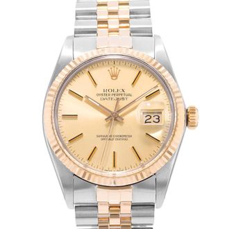 Rolex Pre-owned Rolex Datejust 36 Automatic Chronometer Gold Dial Mens Watch 16013 CSJ