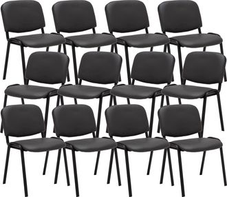 Clp Pack De 12 Sillas Confidente Ken En Simil Cuero Gris