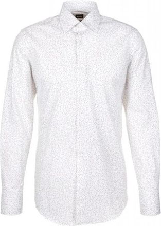HUGO BOSS Slim-fit overhemd van dotted stretchkatoen - Heren - Zakelijke Overhemden - Wit - L - Katoen - Overhemden