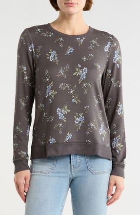 Lucky Brand Crewneck Pullover in Black Floral at Nordstrom Rack, Size X-Large