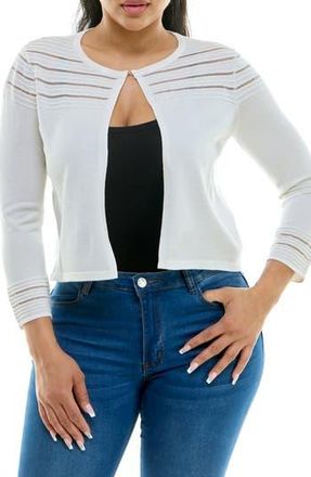 Nina Leonard Sheer Stripe Knit Bolero in White at Nordstrom Rack, Size X-Large