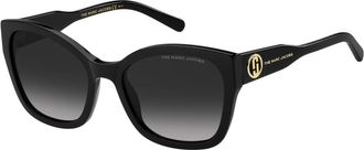 Marc Jacobs Klassieke vierkante zonnebril met gouden metalen details - Dames - Zonnebrillen - Zwart - 54 MM - Accessoires