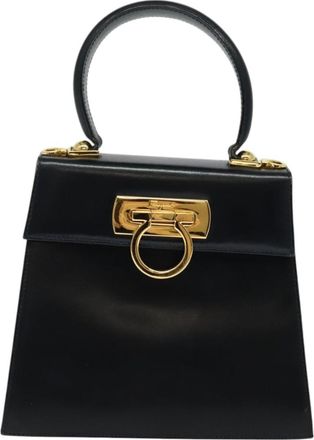 Ferragamo Gancini Navy Leather Handbag (Pre-Owned)