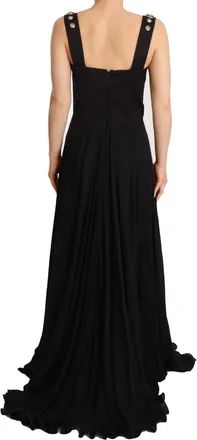 FAUSTO PUGLISI Silk Black Studded Sleeveless A-line Max Womens Dress (Pre-Owned)