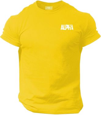 Generic Alpha T Shirt Pocket Gym Clothing Bodybuilding Training Workout Exercise Muscles Gymwear Top (UK, Alpha, 3XL, Regular, Regular, Yellow)