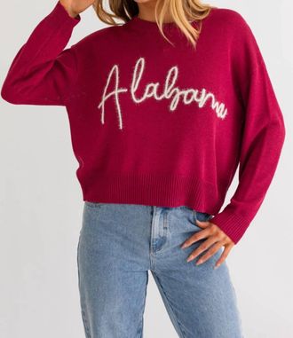 Le Lis Blanc Deux Alabama Tinsel Sweater In Crimson