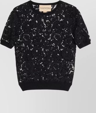 Valentino Garavani lace short-sleeve slim-fit sweater