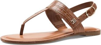 Tommy Hilfiger Lenian Womens Sandals Dark Natural Croco : 7.5 M, Faux Leather