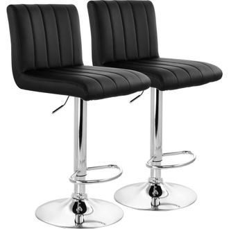 Elama 2 Piece Tufted Faux Leather Adjustable Bar Stool in Black at Nordstrom