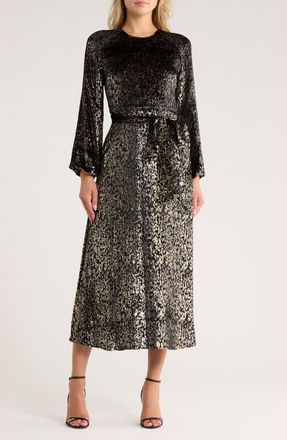 SIMKHAI Odina Long Sleeve Gown in Black/Gold Metallic at Nordstrom Rack, Size 0