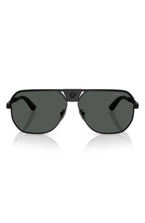 Versace 61mm Square Sunglasses in Matte Black /Dark Grey at Nordstrom