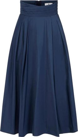 Elisabetta Franchi Taffeta Voile Rok - Dames - Midirokken - Blauw - L - Rokken