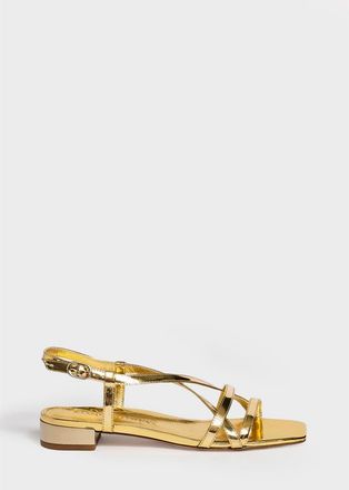 Marion Parke Sabine Flat | Mirrored Leather in Gold at Nordstrom, Size 39.5