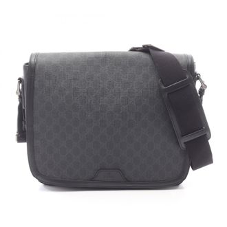 Gucci Black Leather Canvas Handbag Shoulder Bag (Pre-Owned)