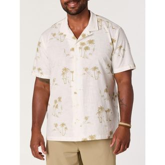 Nautica Big & Tall Printed Camp Shirt in Sail White at Nordstrom, Size Xxx-Large