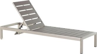 Beliani Beliani - Tumbona De Jard&iacute;n De Metal Gris Plateado Madera Pl&aacute;stica Respaldo Reclinable Nardo
