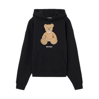Palm Angels Hoodies, male, Black, Size: XS Textured Bear Hoodie