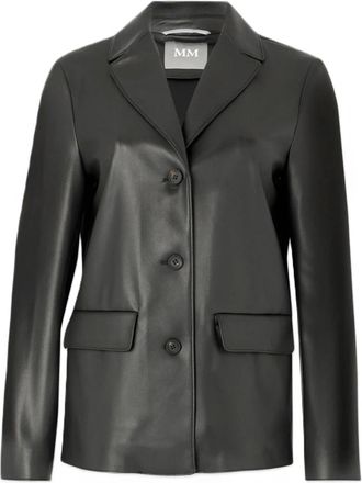 Max Mara Jassen, Dames, Zwart, L, Leer, Albatro Blazer
