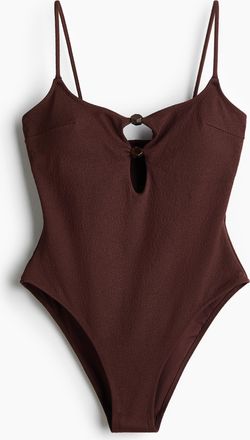 H&M Badeanzug mit wattierten Cups und High Leg - Brown