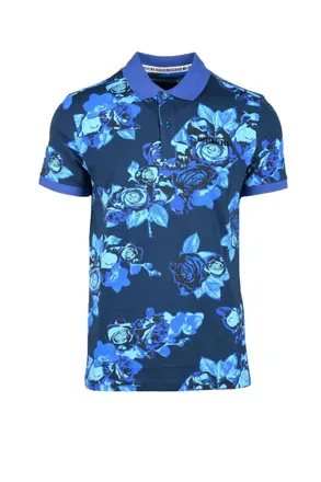 Dirk Bikkembergs Blue Floral Stretch T-Shirt