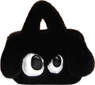 Generic Cute big-eyed dog chain bag autumn and winter faux plush bag(black)