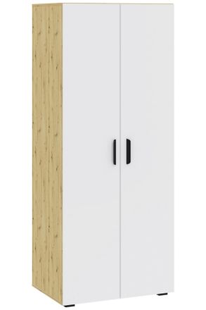 CARRYHOME Drehtürenschrank, Weiß, Eiche Artisan, Holzwerkstoff, 1 Fächer, 74x179x52 cm, in verschiedenen Größen erhältlich, Schlafzimmer