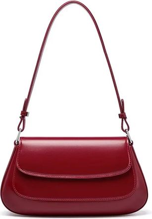 Generic Compatible For Women Saddle Bag Lady Split Leather Underarm Shoulder Female Crossbody Messenger Armpit Handbag(Burgundy)