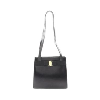 Ferragamo Pre-owned Shoulder Bags, female, Black, Size: ONE SIZE Pre-owned Leather Shoulder Bag